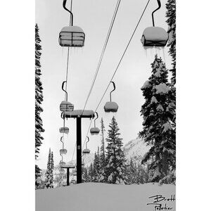 Black and White Photography - Alta Ski Area Chairlift - Alta, Utah - Photograph